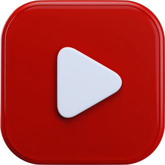 Youtube icon social media icon. Social media 3d render icon isolated on transparent background